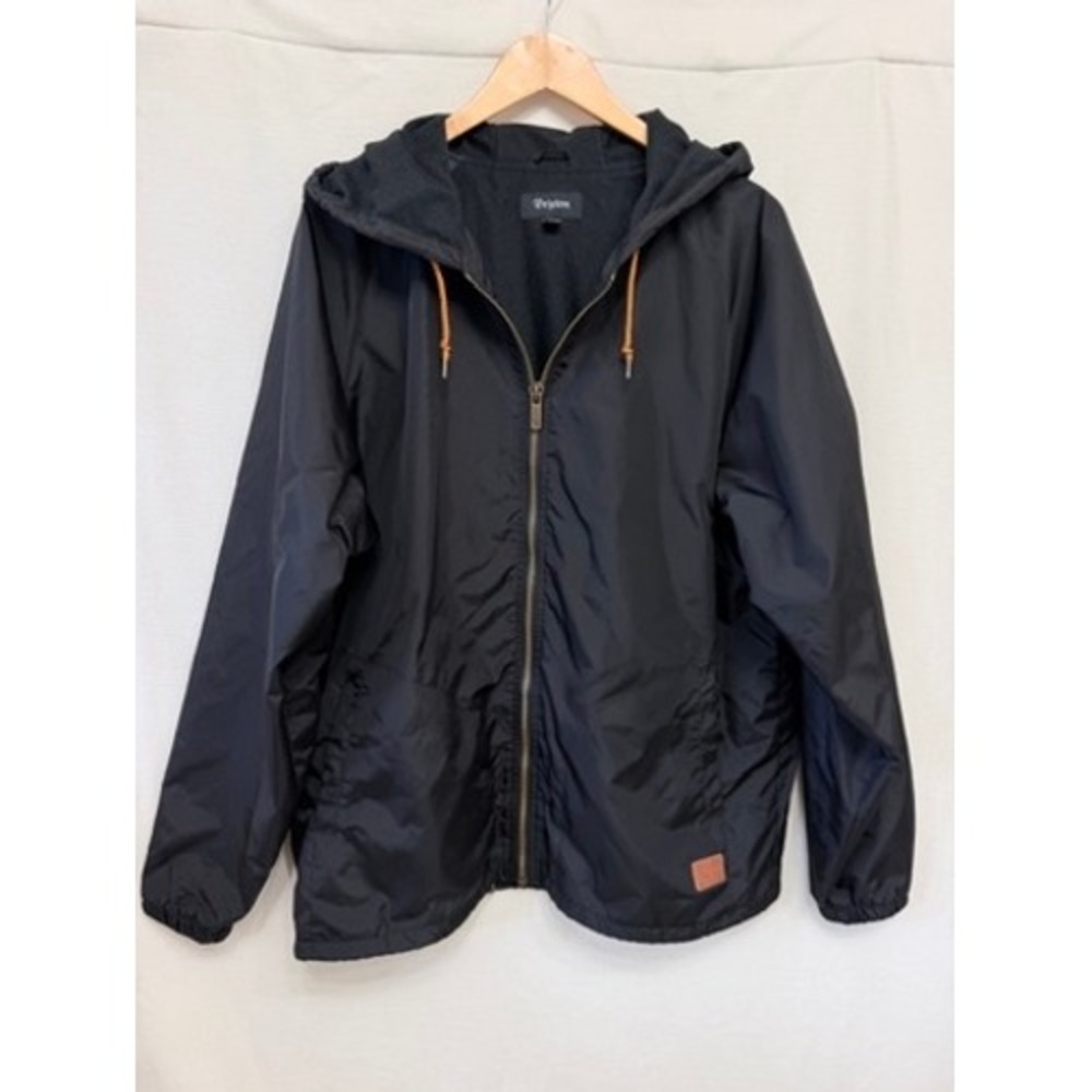 Brixton Hooded Windbreaker Jacket Black XL Lightweight Utility